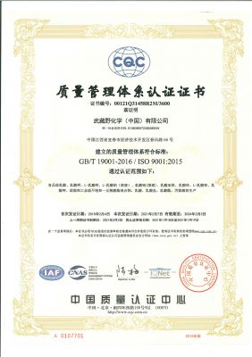 質(zhì)量管理體系認證證書（中文）